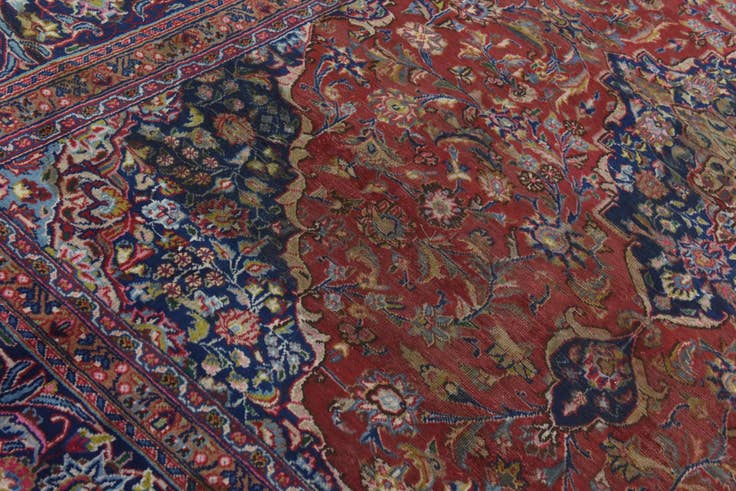 Detail image of 9' 8 x 12' 6 Hand Knotted Mashad Persian Wool Rug