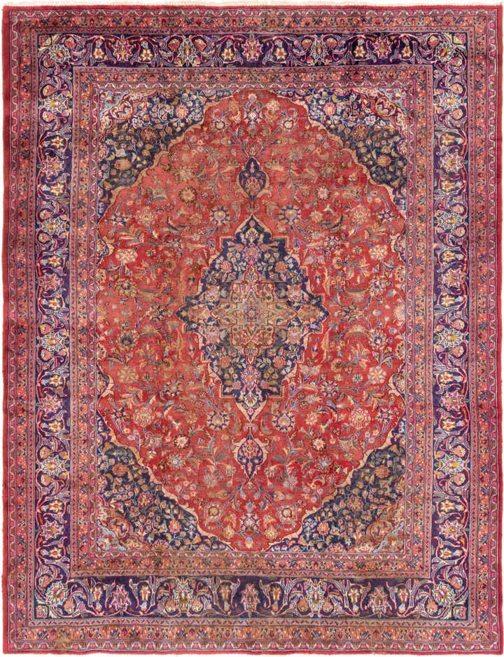 9' 8 x 12' 6 Hand Knotted Mashad Persian Wool Rug