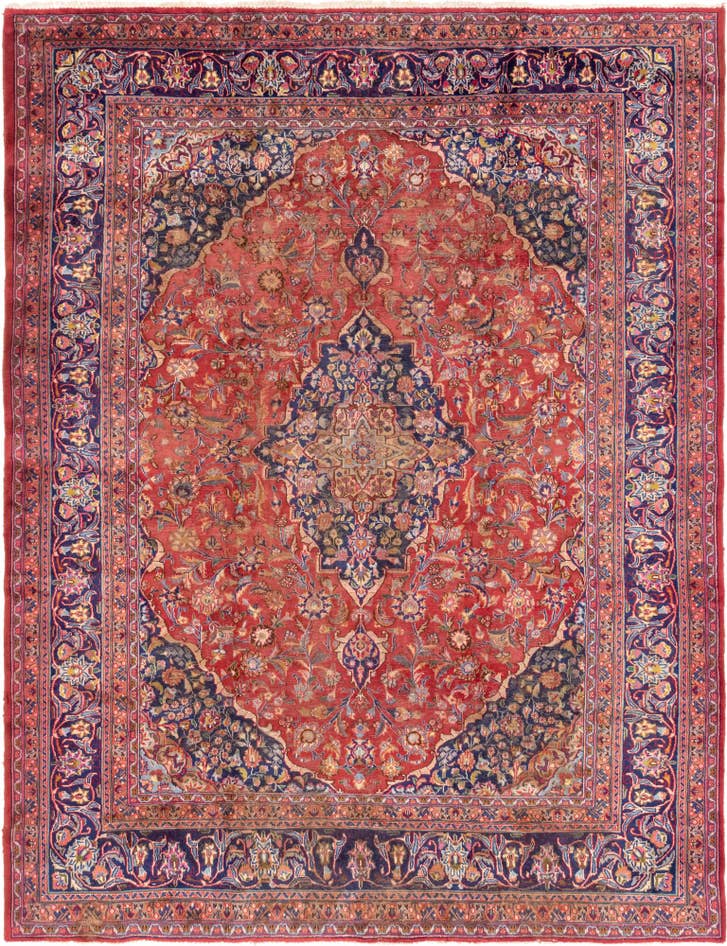Detail image of 9' 8 x 12' 6 Hand Knotted Mashad Persian Wool Rug