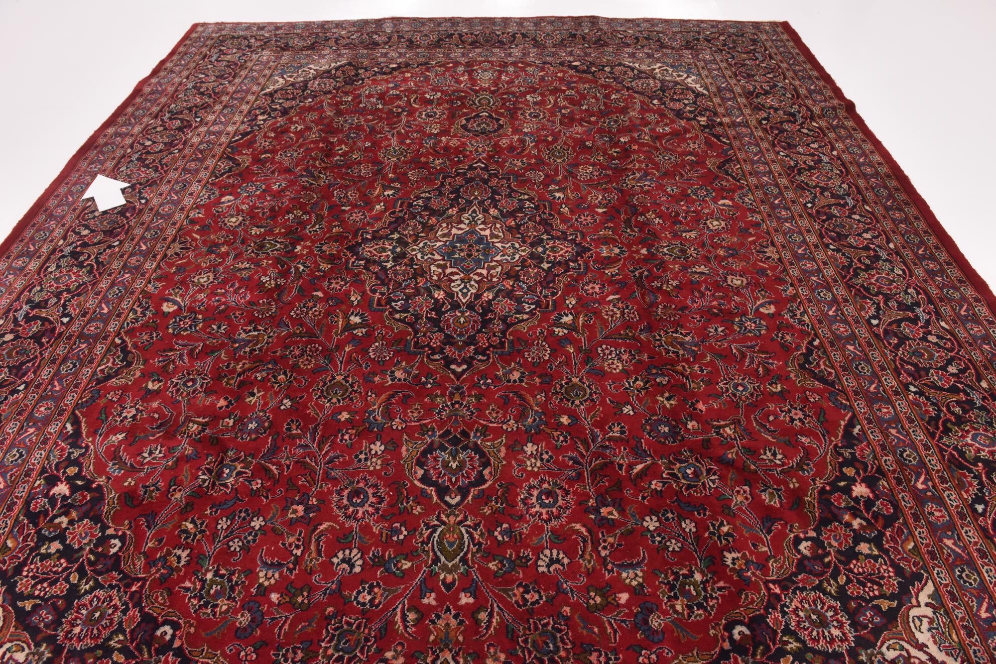 9' 9 x 12' 8 Hand Knotted Mashad Persian Wool Rug