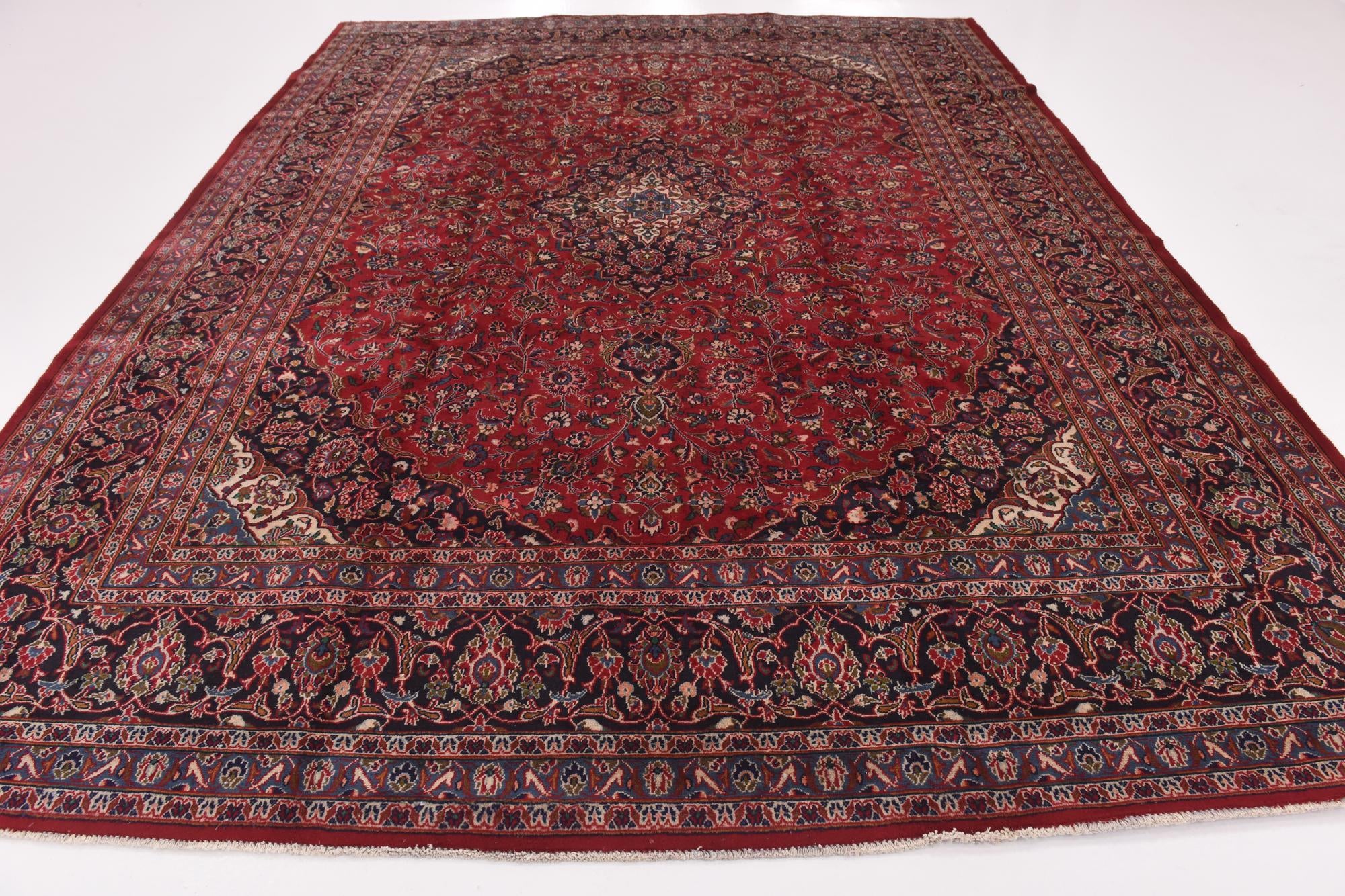 9' 9 x 12' 8 Hand Knotted Mashad Persian Wool Rug