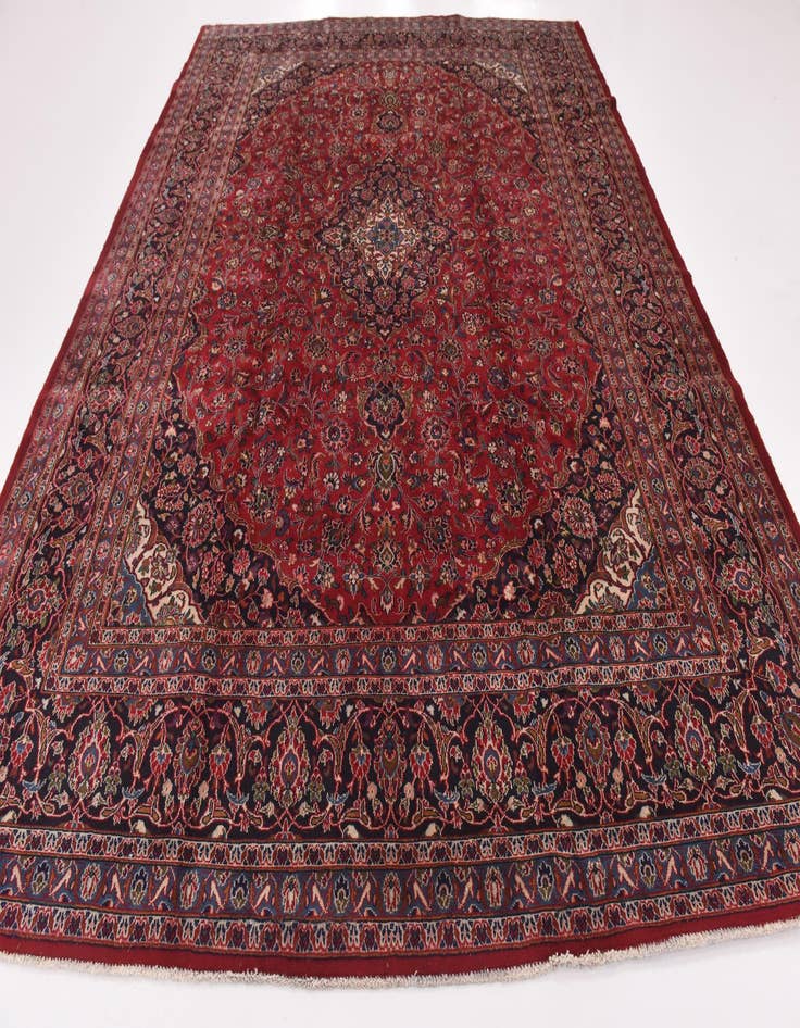 Detail image of 9' 9 x 12' 8 Hand Knotted Mashad Persian Wool Rug