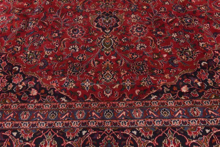 9' 9 x 12' 8 Hand Knotted Mashad Persian Wool Rug