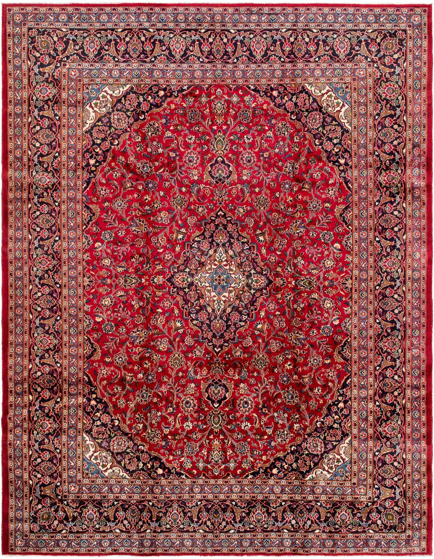 9' 9 x 12' 8 Hand Knotted Mashad Persian Wool Rug
