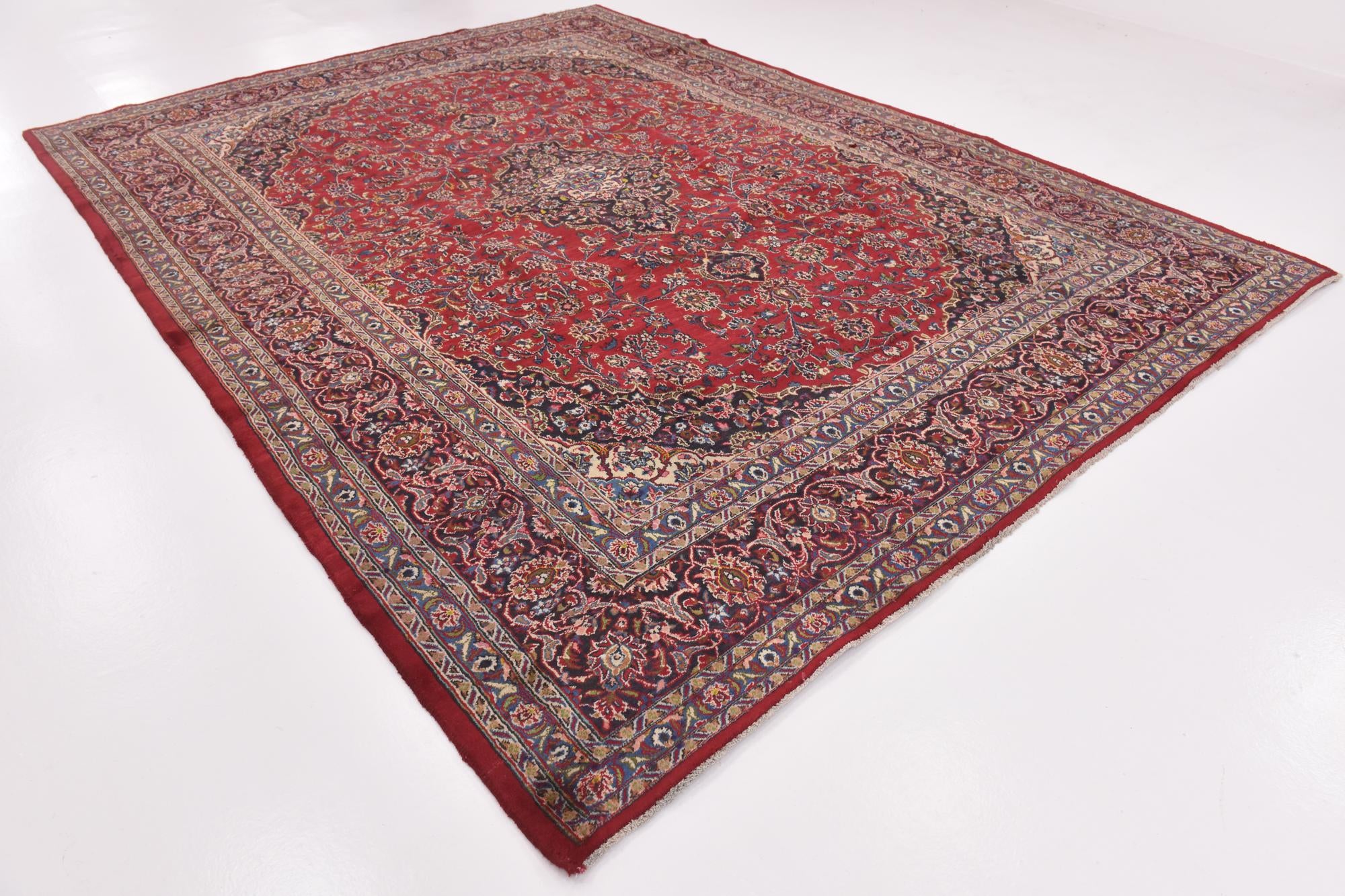9' 9 x 13' 2 Hand Knotted Mashad Persian Wool Rug