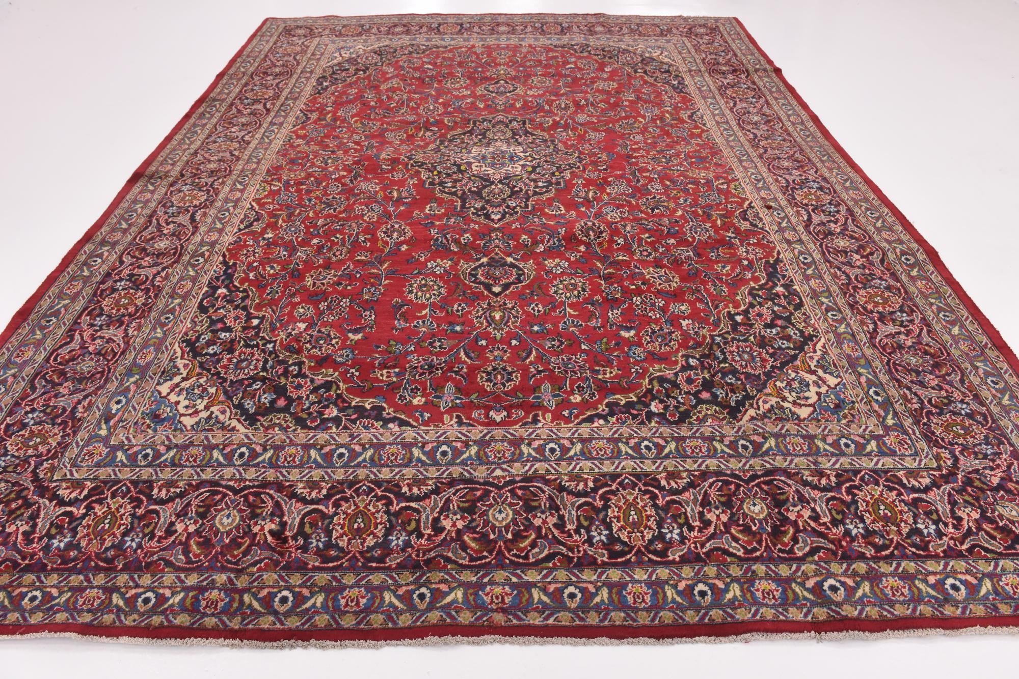 9' 9 x 13' 2 Hand Knotted Mashad Persian Wool Rug