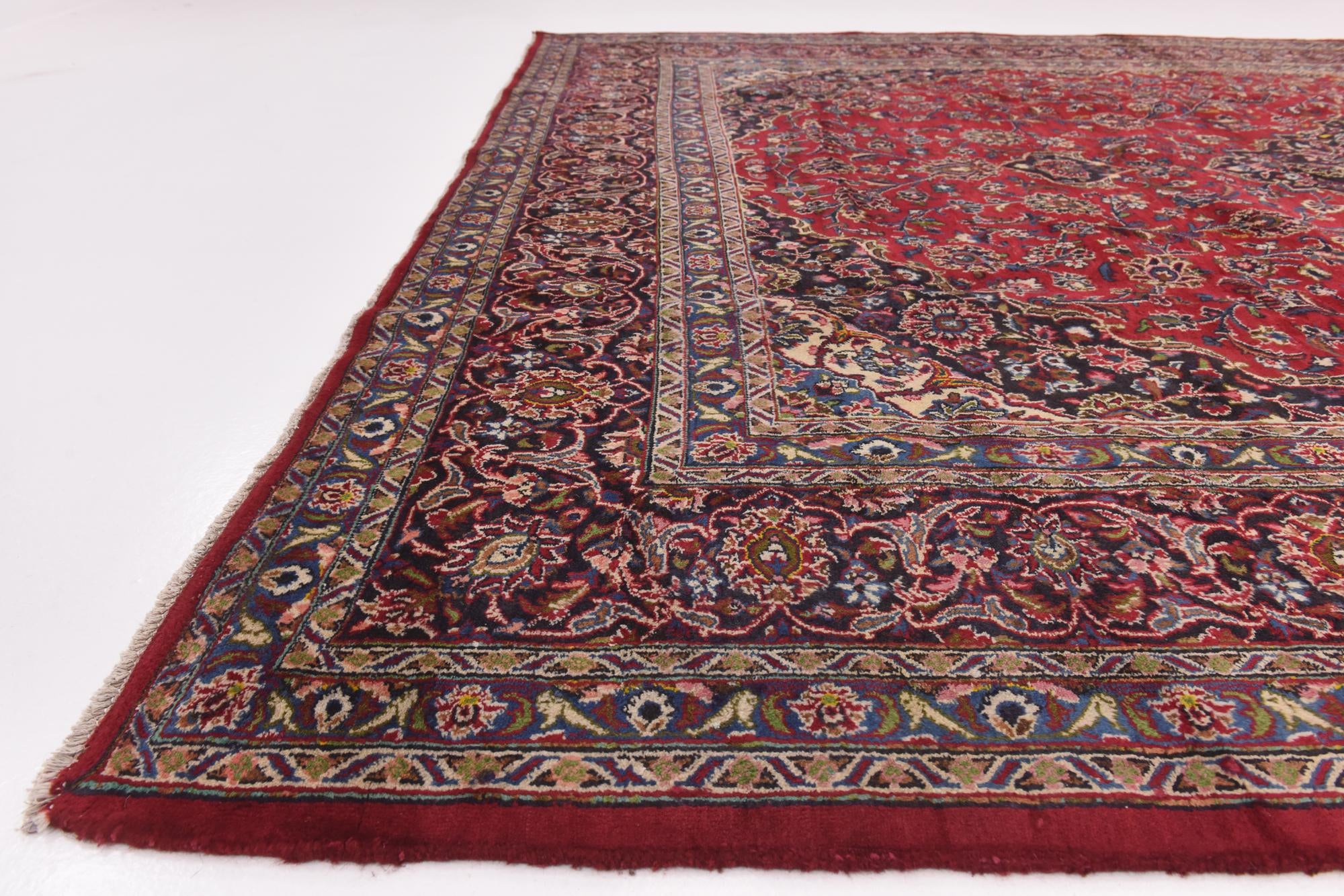 9' 9 x 13' 2 Hand Knotted Mashad Persian Wool Rug