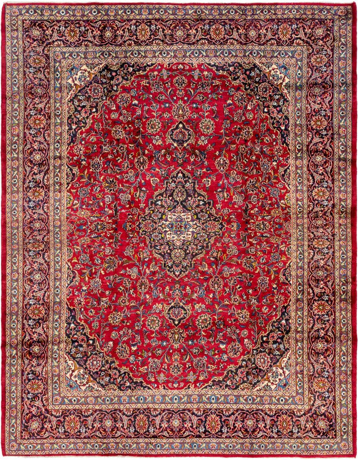 Detail image of 9' 9 x 13' 2 Hand Knotted Mashad Persian Wool Rug
