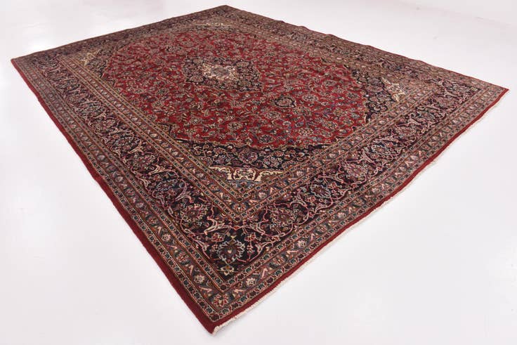 Detail image of 9' 10 x 13' Hand Knotted Mashad Persian Wool Rug