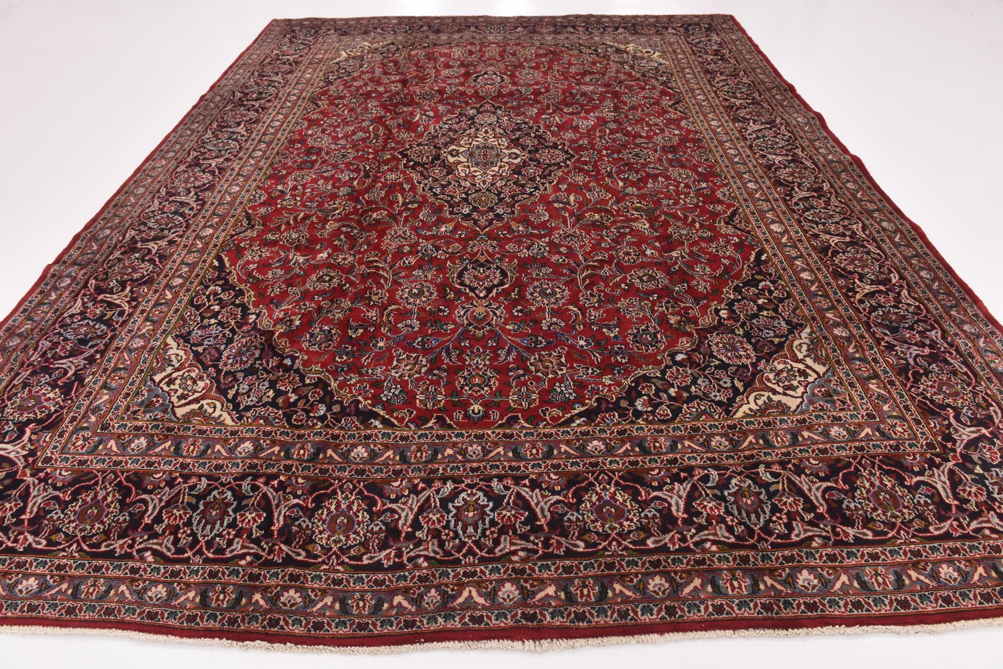 9' 10 x 13' Hand Knotted Mashad Persian Wool Rug