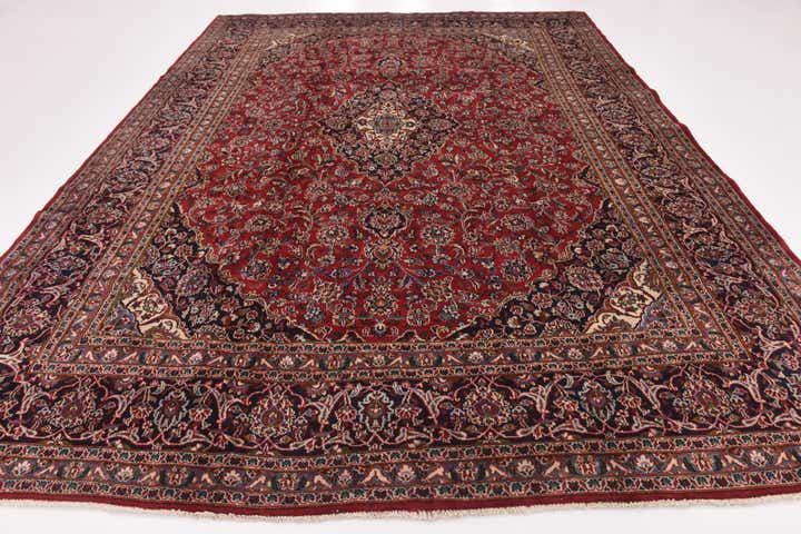9' 10 x 13' Hand Knotted Mashad Persian Wool Rug