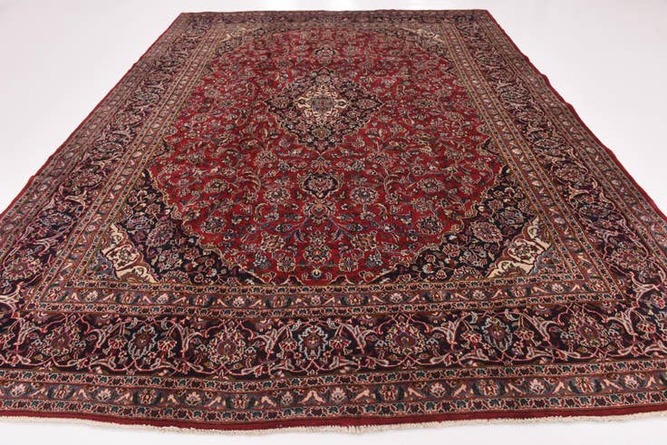 Detail image of 9' 10 x 13' Hand Knotted Mashad Persian Wool Rug