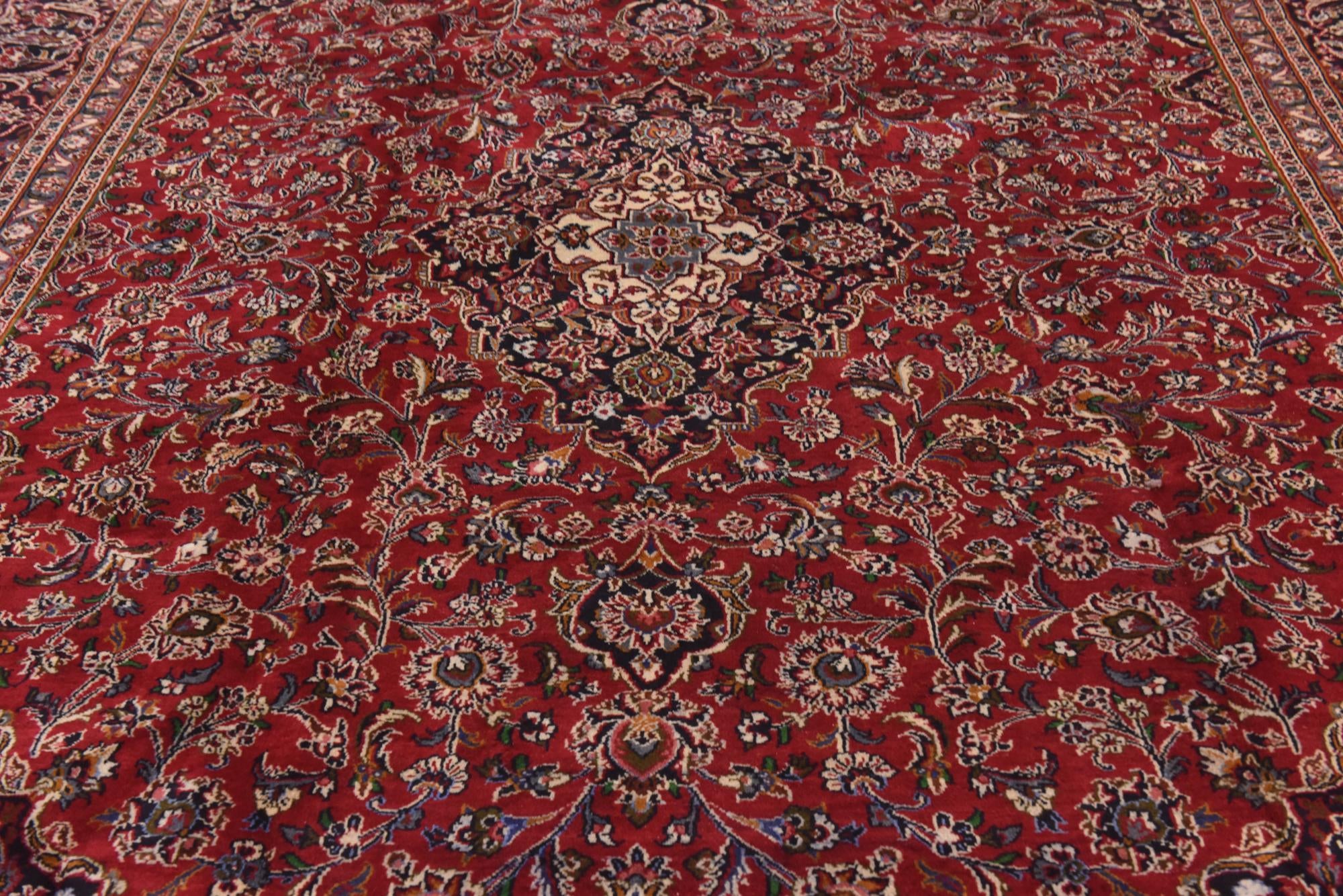 9' 10 x 13' Hand Knotted Mashad Persian Wool Rug