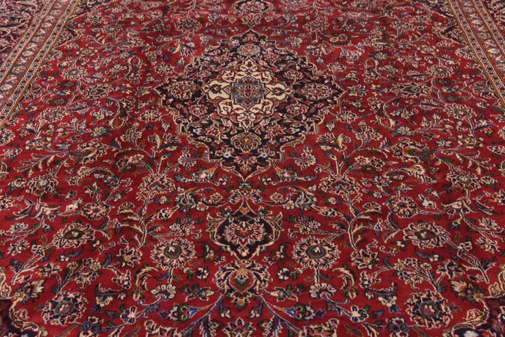 Detail image of 9' 10 x 13' Hand Knotted Mashad Persian Wool Rug