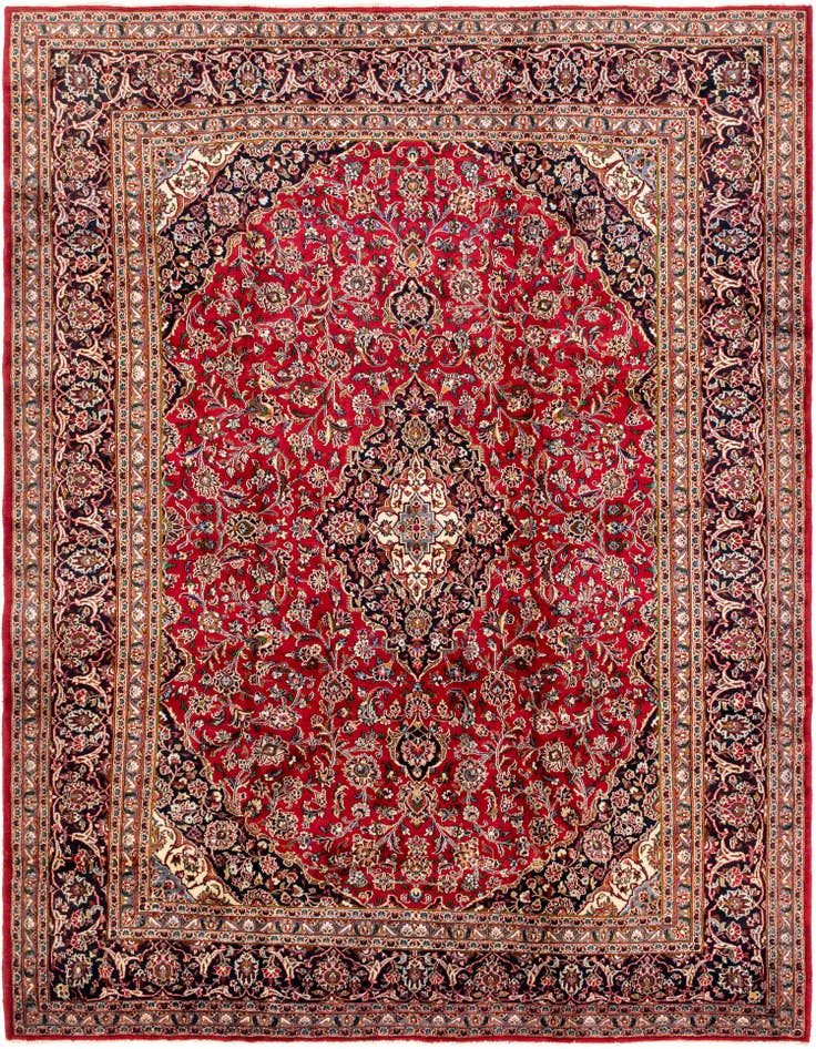Detail image of 9' 10 x 13' Hand Knotted Mashad Persian Wool Rug