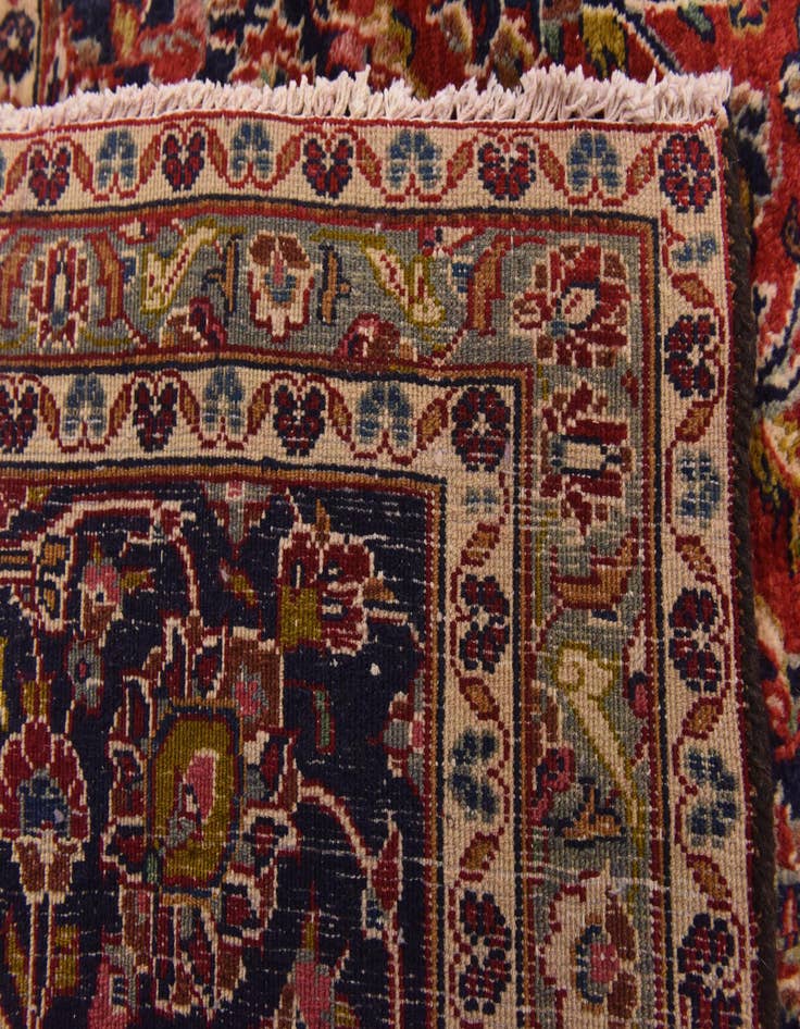 Detail image of 9' 6 x 12' 9 Hand Knotted Mashad Persian Wool Rug