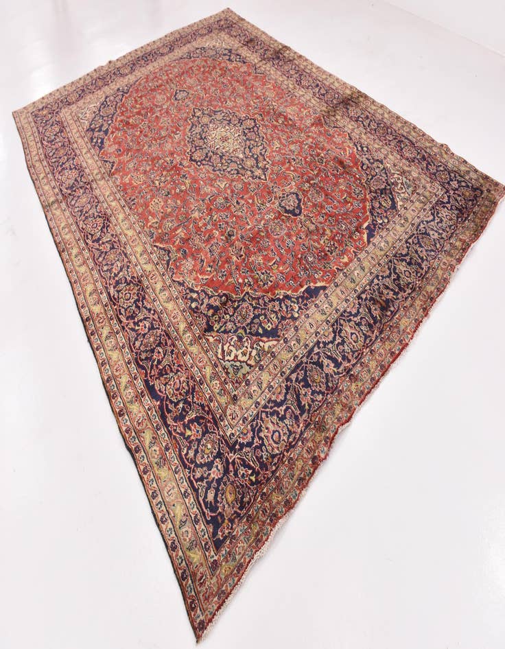 Detail image of 9' 6 x 12' 9 Hand Knotted Mashad Persian Wool Rug