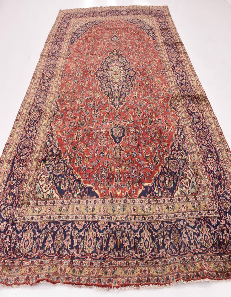 Detail image of 9' 6 x 12' 9 Hand Knotted Mashad Persian Wool Rug