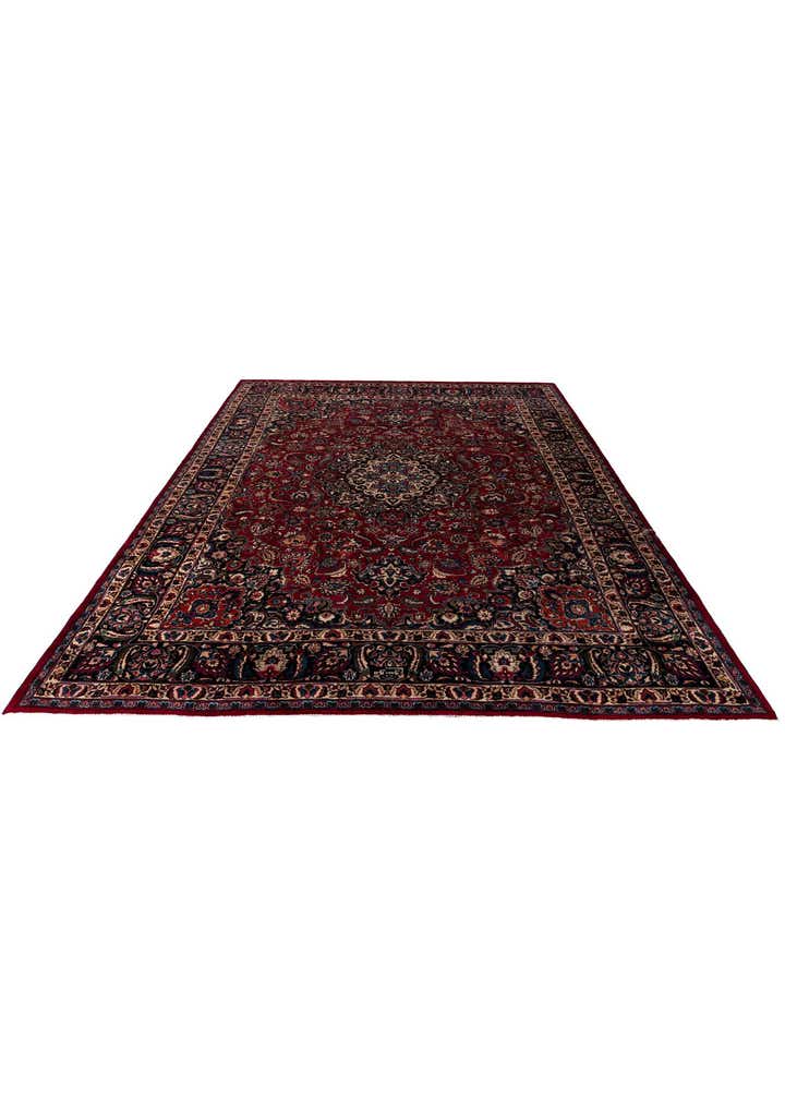 9' 8 x 12' Hand Knotted Mashad Persian Wool Rug