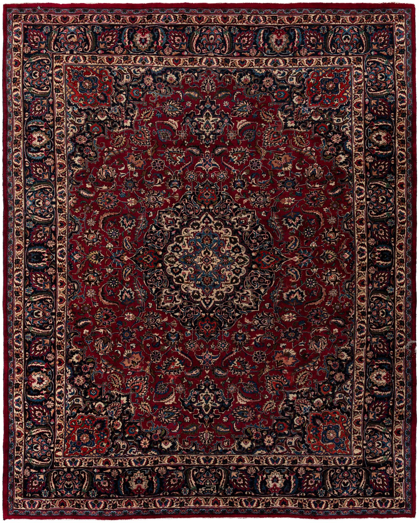 9' 8 x 12' Hand Knotted Mashad Persian Wool Rug