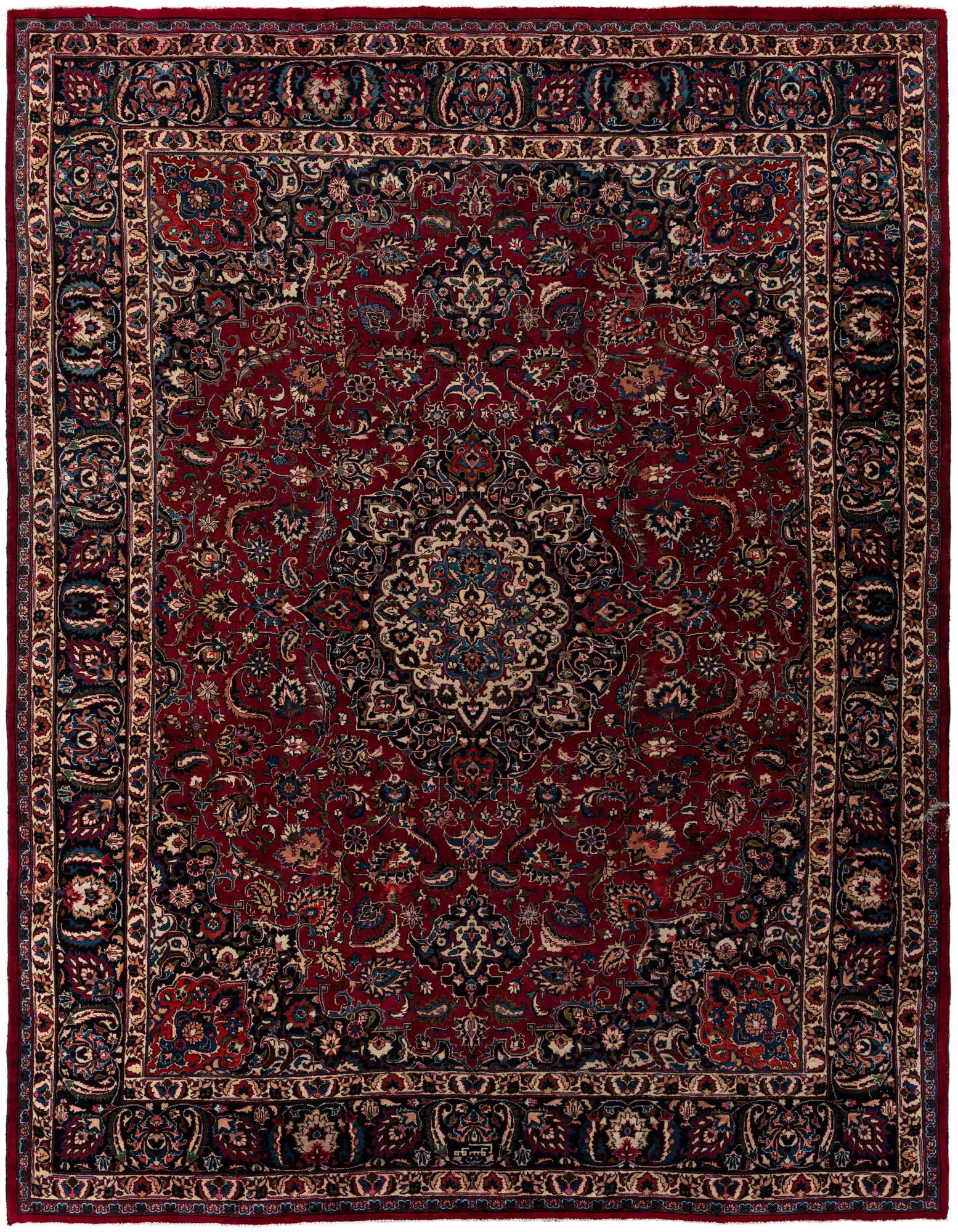 9' 8 x 12' Hand Knotted Mashad Persian Wool Rug