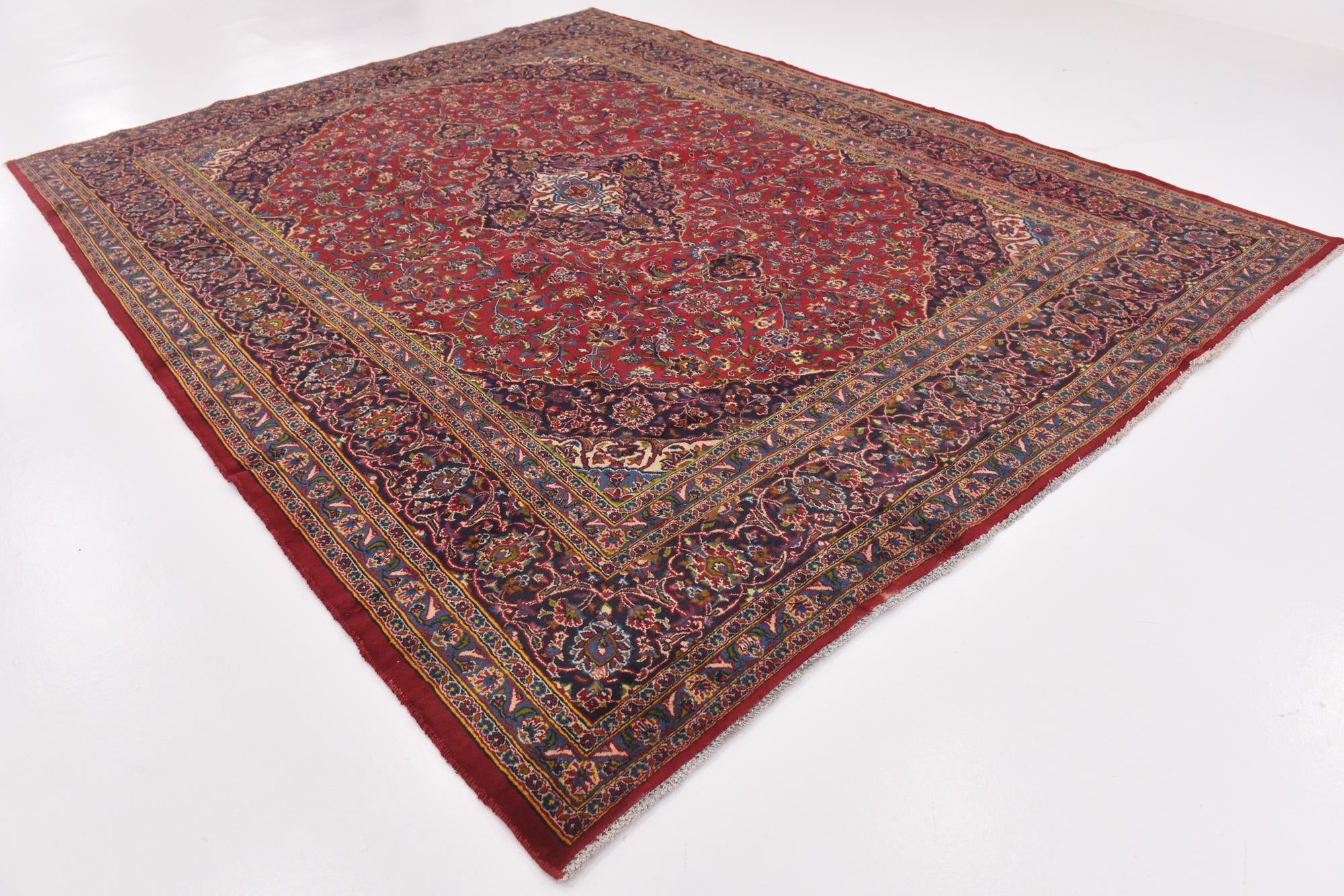 9' 9 x 12' 7 Hand Knotted Mashad Persian Wool Rug