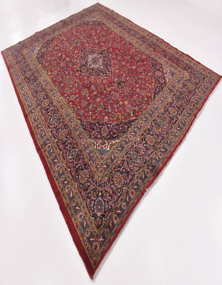 Detail image of 9' 9 x 12' 7  Hand Knotted Mashad Persian Wool Rug