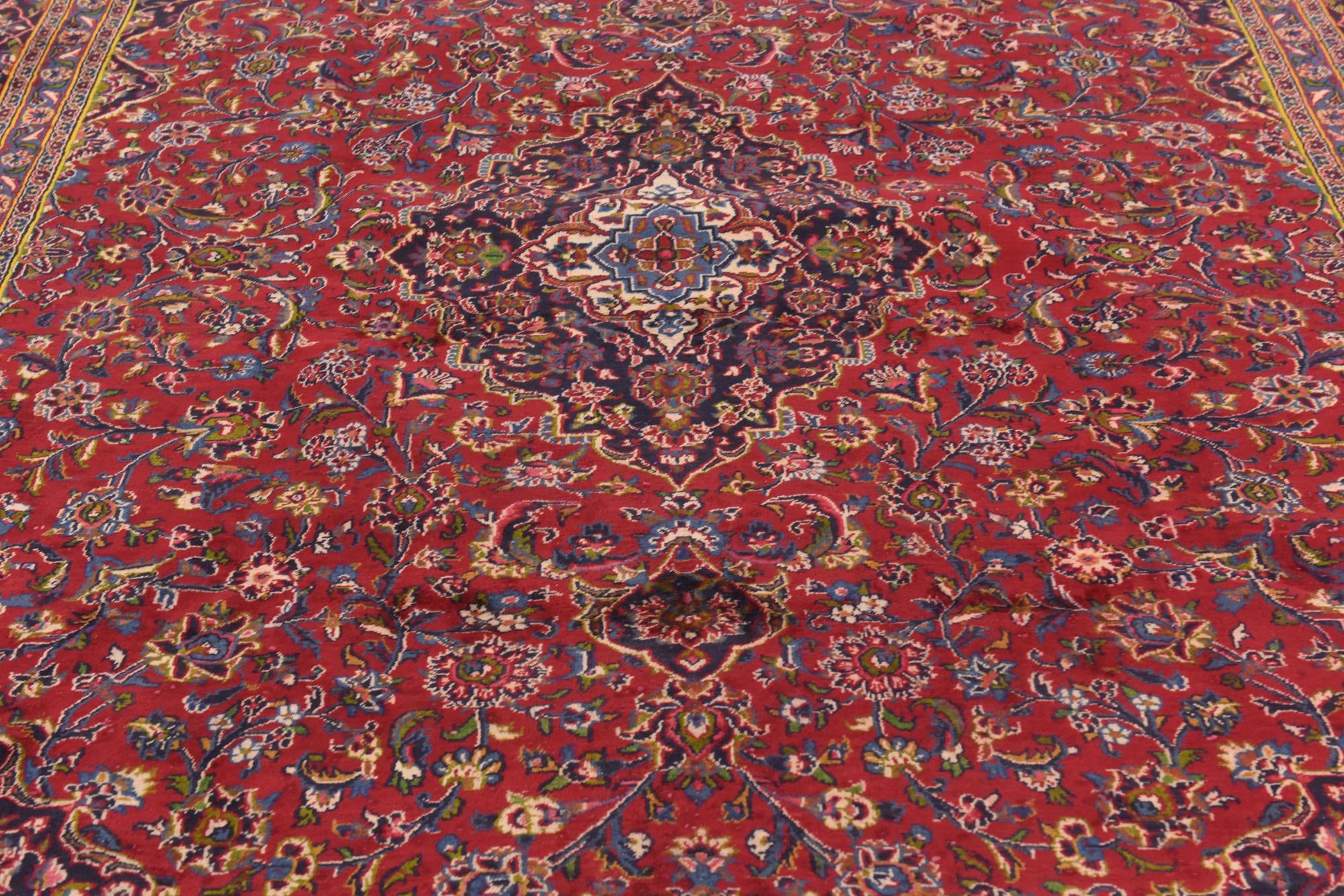 9' 9 x 12' 7 Hand Knotted Mashad Persian Wool Rug