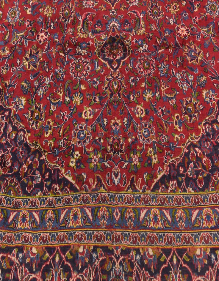Detail image of 9' 9 x 12' 7  Hand Knotted Mashad Persian Wool Rug