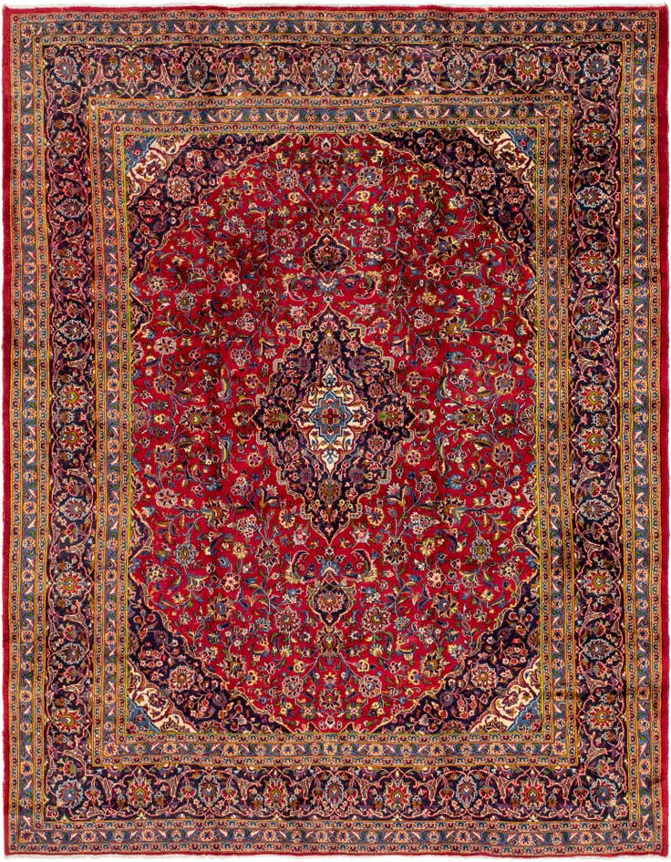 Detail image of 9' 9 x 12' 7 Hand Knotted Mashad Persian Wool Rug