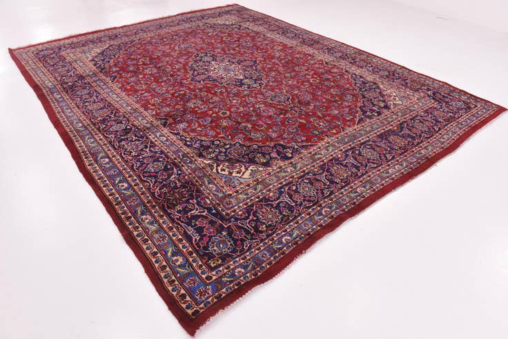 Detail image of 10' x 12' 4 Hand Knotted Mashad Persian Wool Rug