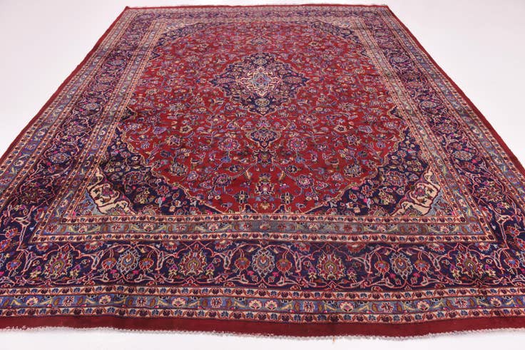 Detail image of 10' x 12' 4 Hand Knotted Mashad Persian Wool Rug