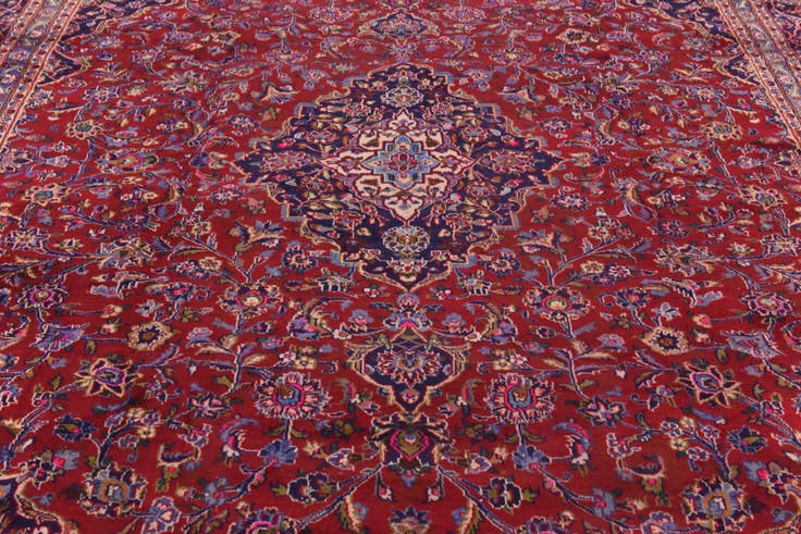 Detail image of 10' x 12' 4 Hand Knotted Mashad Persian Wool Rug