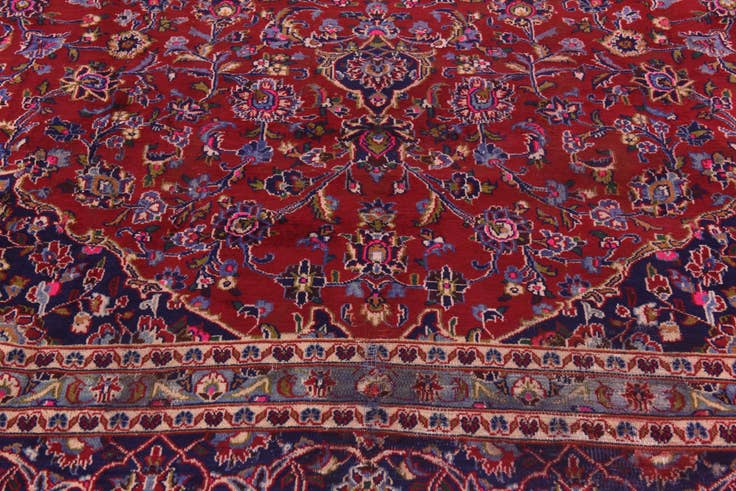 Detail image of 10' x 12' 4 Hand Knotted Mashad Persian Wool Rug