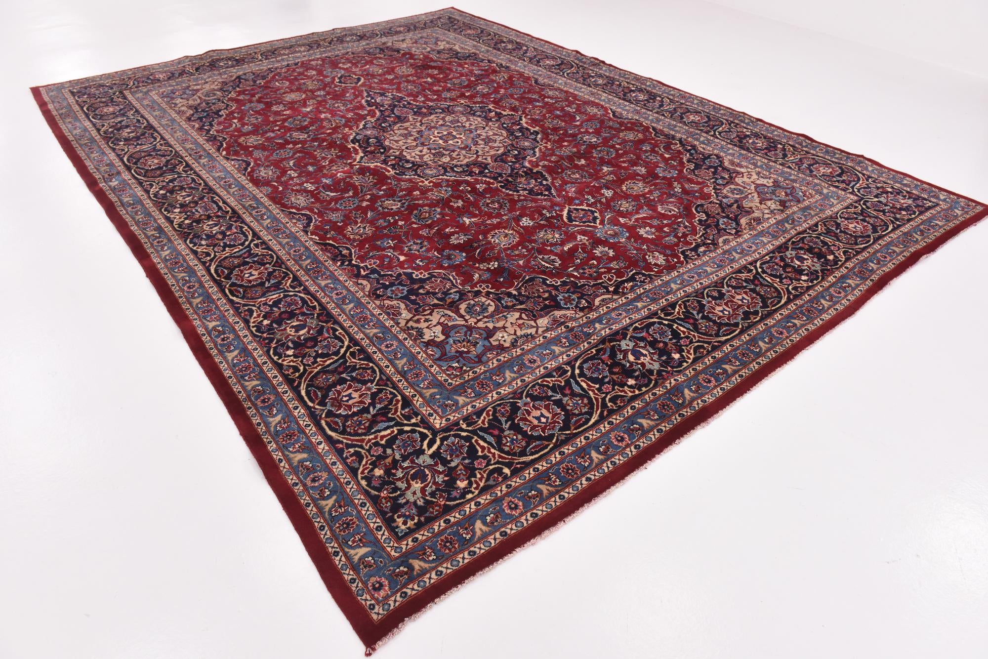 9' 9 x 12' 10 Hand Knotted Mashad Persian Wool Rug