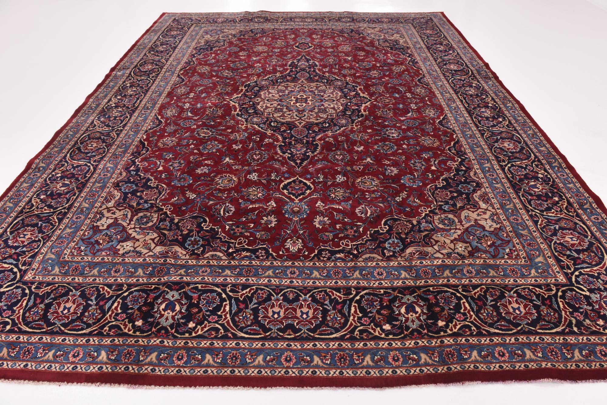 9' 9 x 12' 10 Hand Knotted Mashad Persian Wool Rug