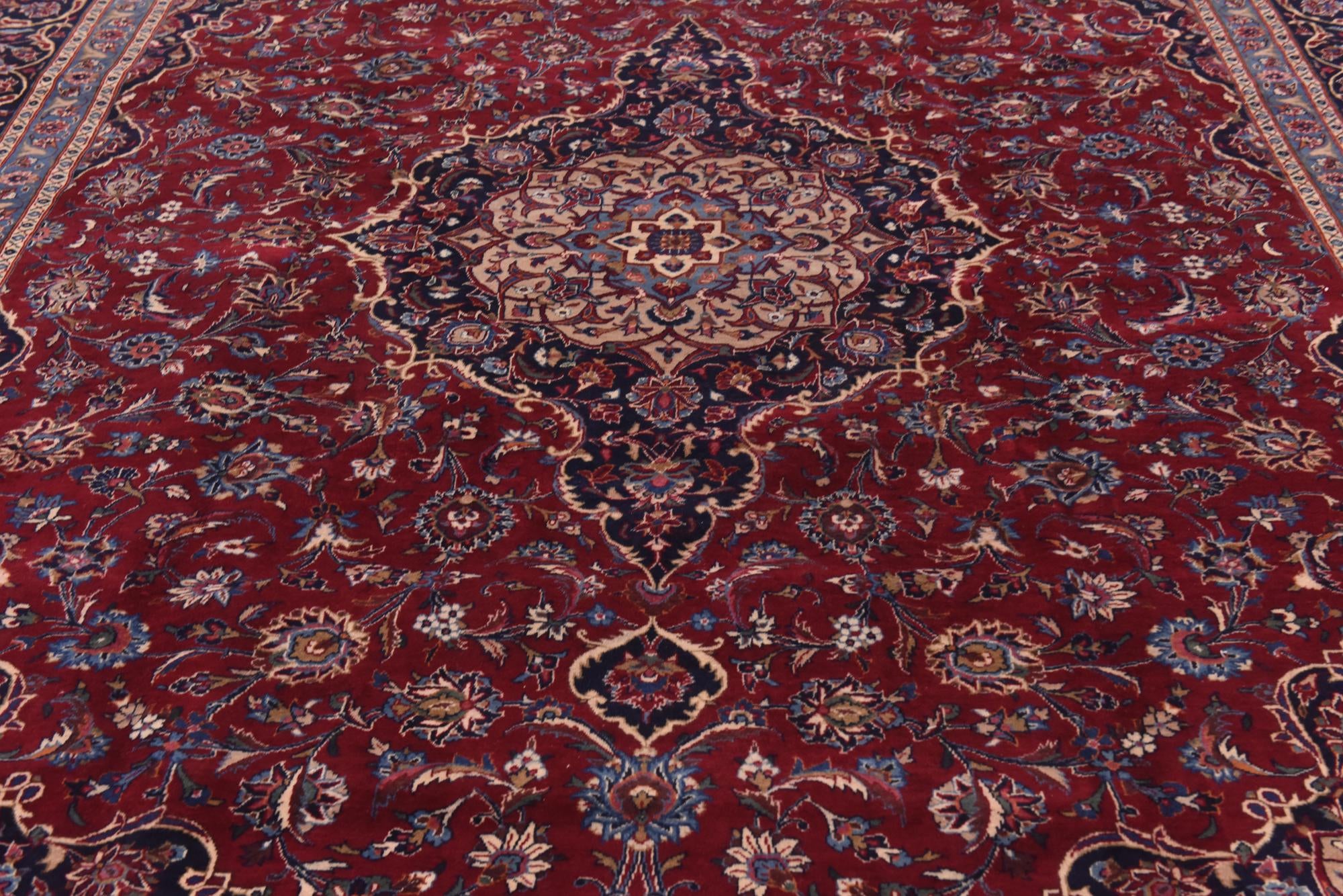 9' 9 x 12' 10 Hand Knotted Mashad Persian Wool Rug
