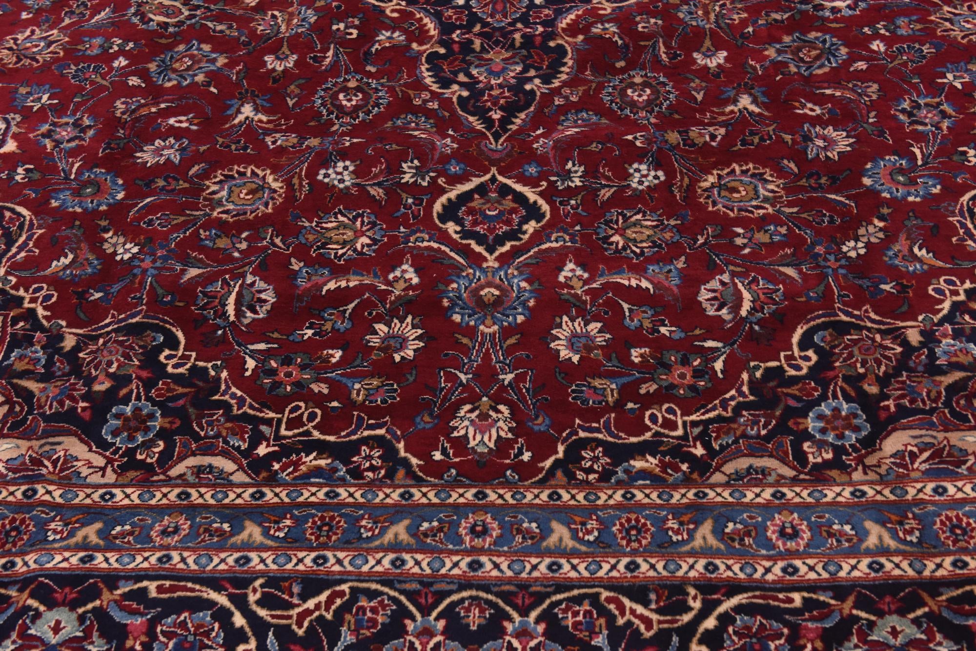 9' 9 x 12' 10 Hand Knotted Mashad Persian Wool Rug