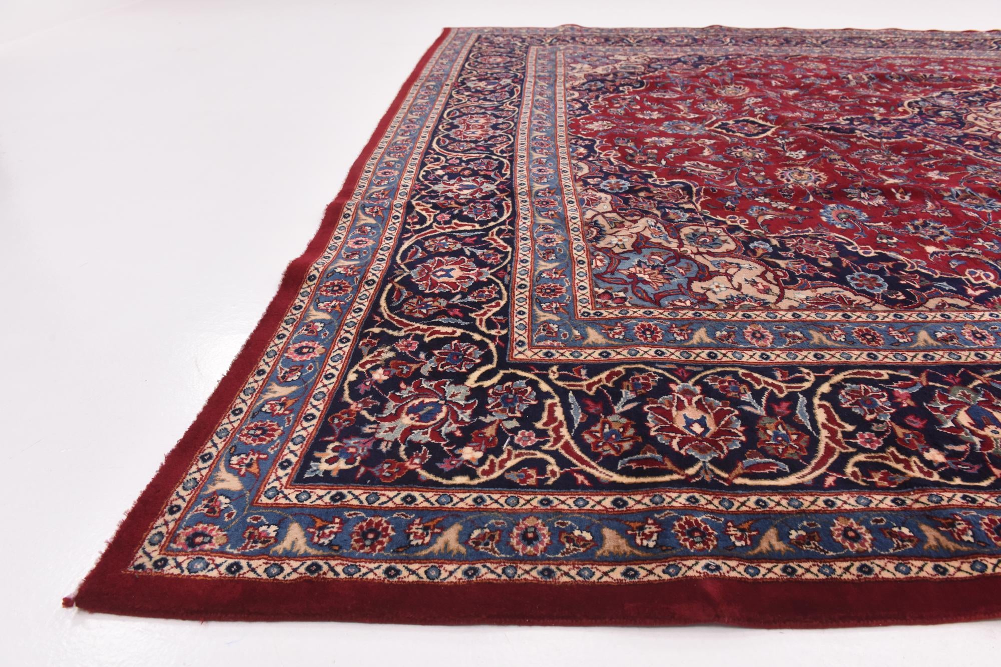 9' 9 x 12' 10 Hand Knotted Mashad Persian Wool Rug
