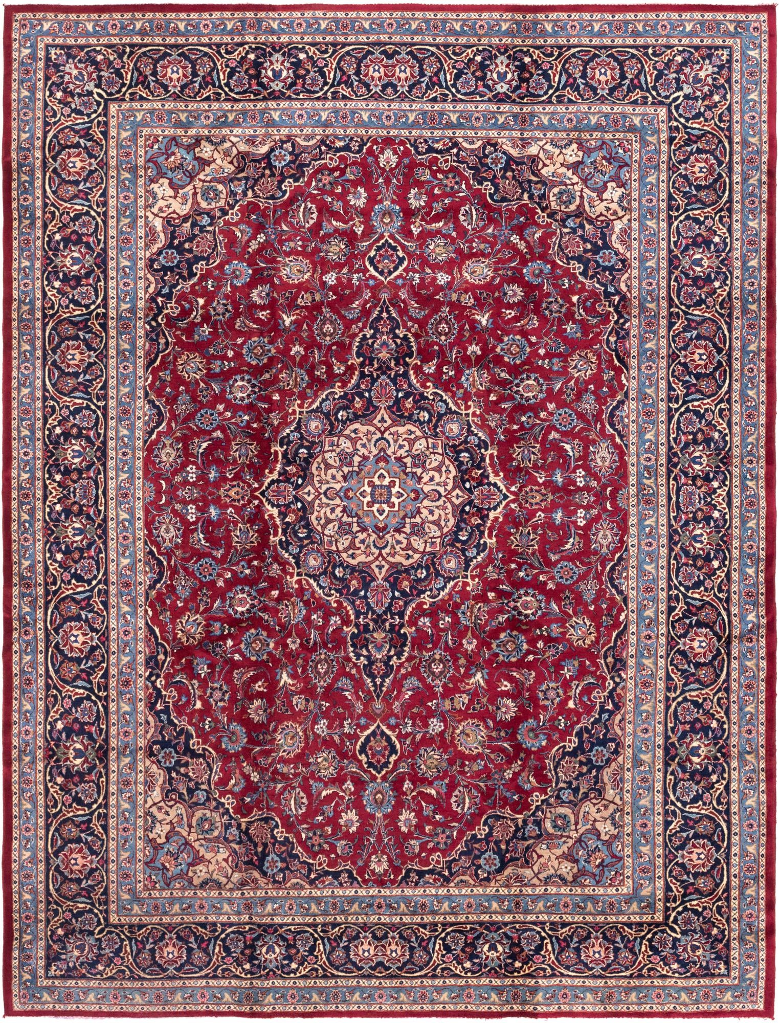 9' 9 x 12' 10 Hand Knotted Mashad Persian Wool Rug