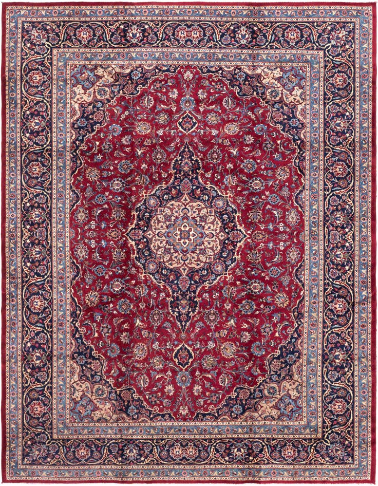 Detail image of 9' 9 x 12' 10 Hand Knotted Mashad Persian Wool Rug