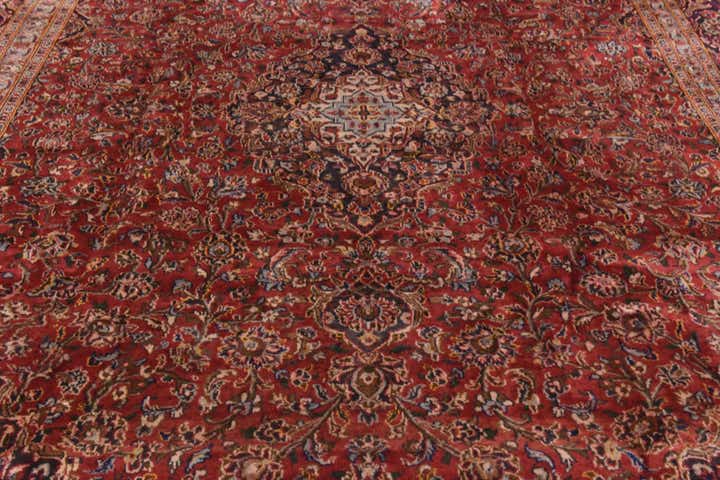 9' 6 x 13' Hand Knotted Mashad Persian Wool Rug