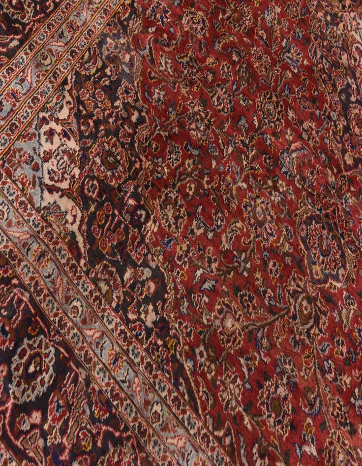 Detail image of 9' 6 x 13' Hand Knotted Mashad Persian Wool Rug