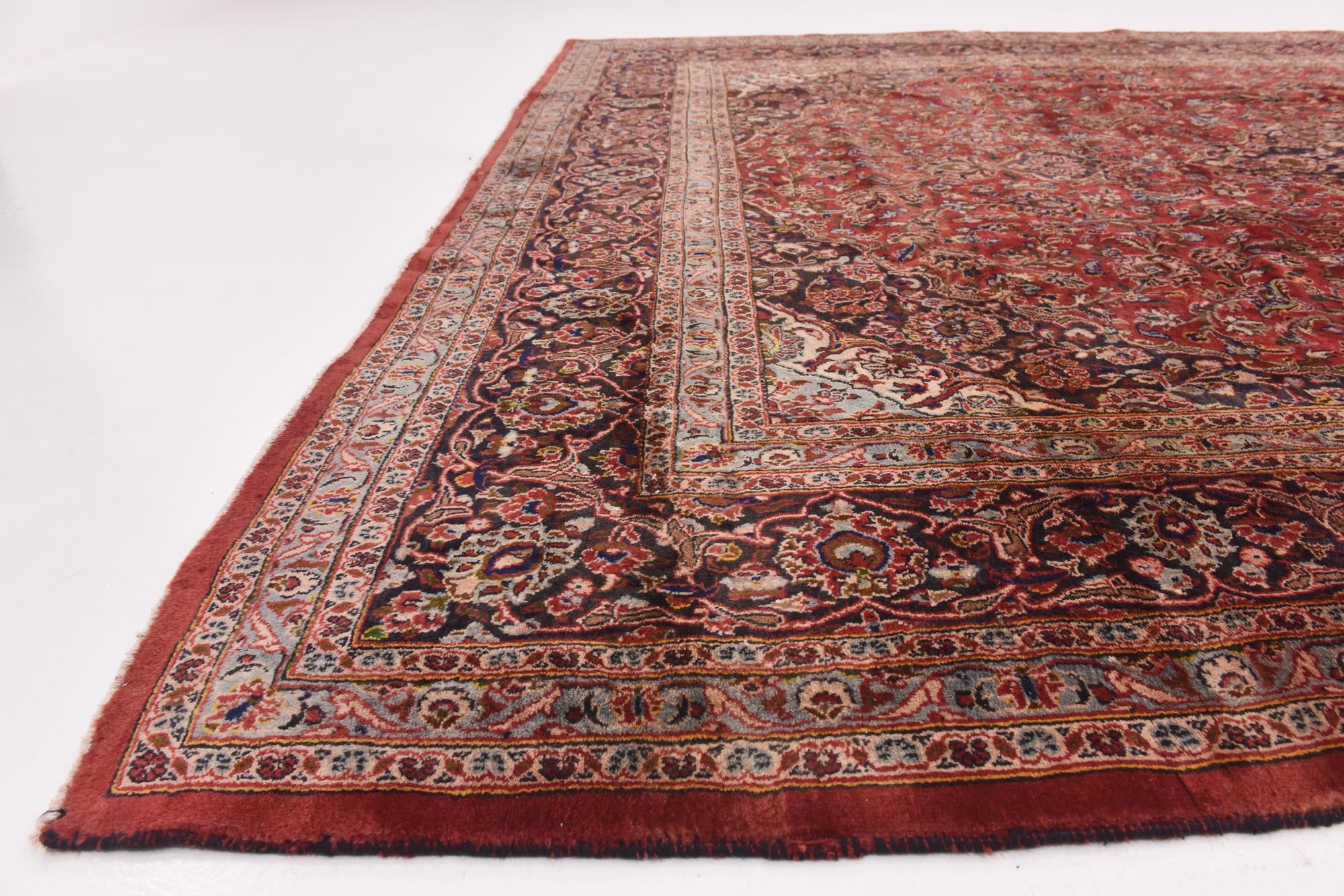 9' 6 x 13' Hand Knotted Mashad Persian Wool Rug