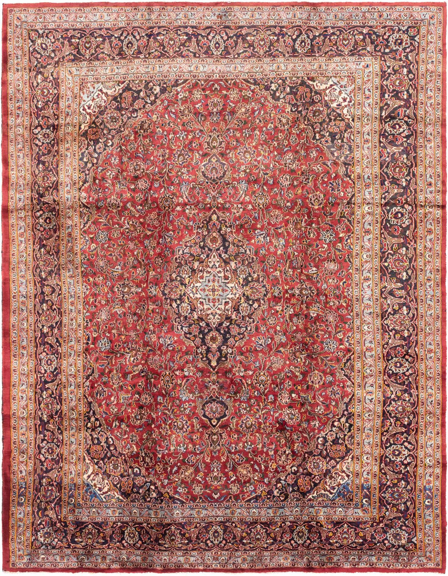 9' 6 x 13' Hand Knotted Mashad Persian Wool Rug