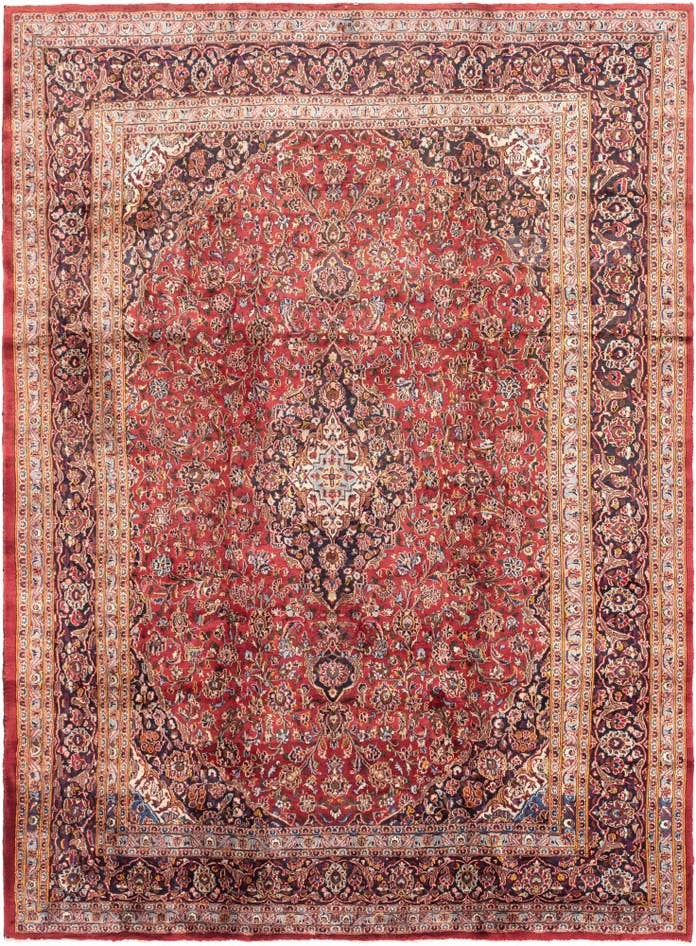 Detail image of 9' 6 x 13' Hand Knotted Mashad Persian Wool Rug
