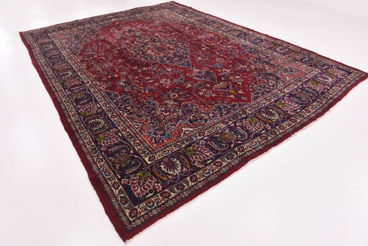 Detail image of 9' 7 x 12' 9 Hand Knotted Mashad Persian Wool Rug