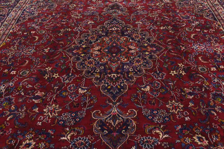 9' 7 x 12' 9 Hand Knotted Mashad Persian Wool Rug