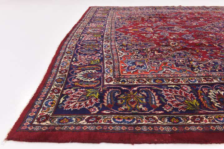 9' 7 x 12' 9 Hand Knotted Mashad Persian Wool Rug