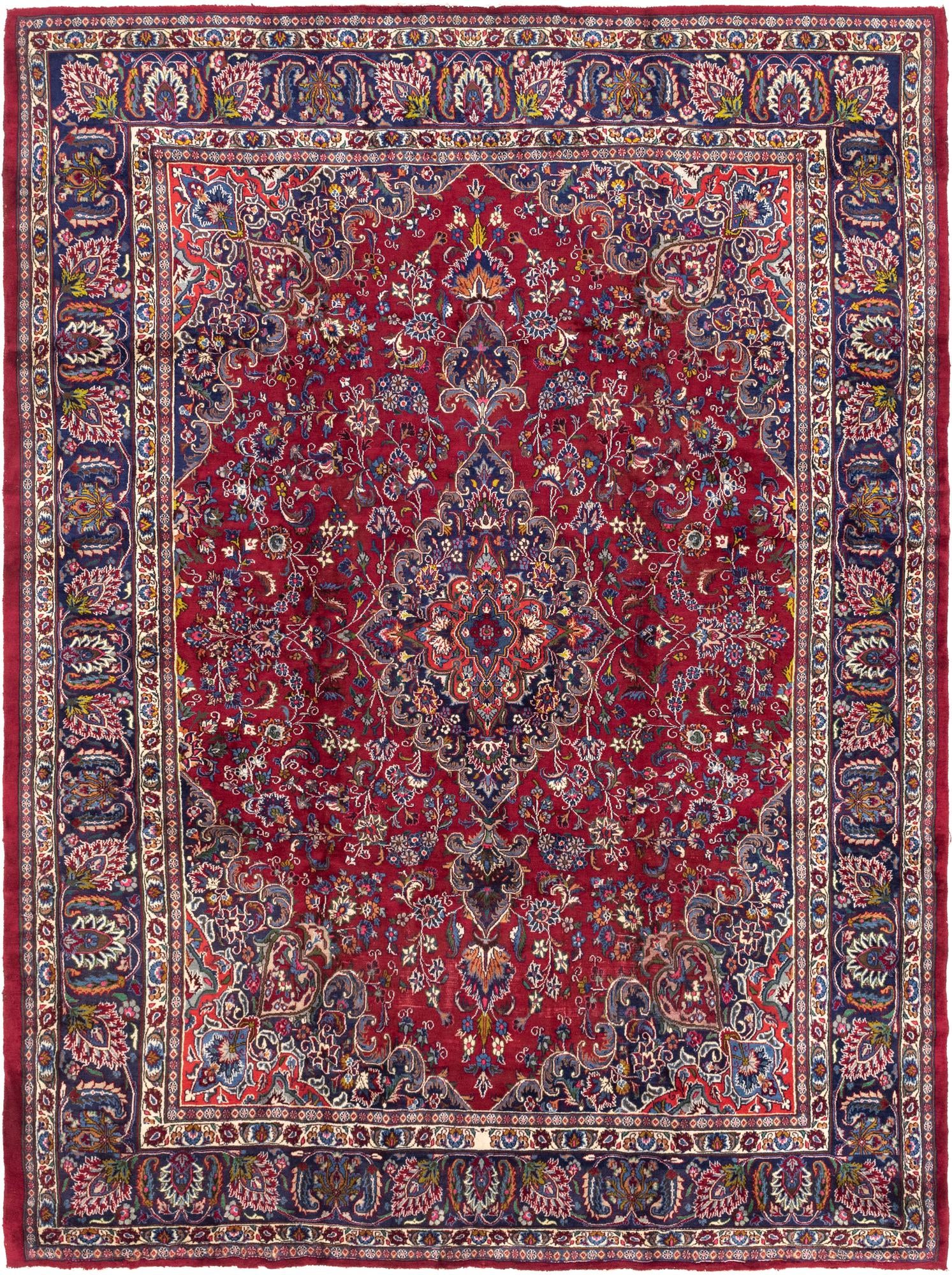9' 7 x 12' 9 Hand Knotted Mashad Persian Wool Rug